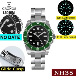 Cronos 40mm Sub Diver Watch L6015 NH35 Automatic Sapphire Crystal Ceramic Bezel 20ATM Fashion Luxury Men Mechanical Wristwatch