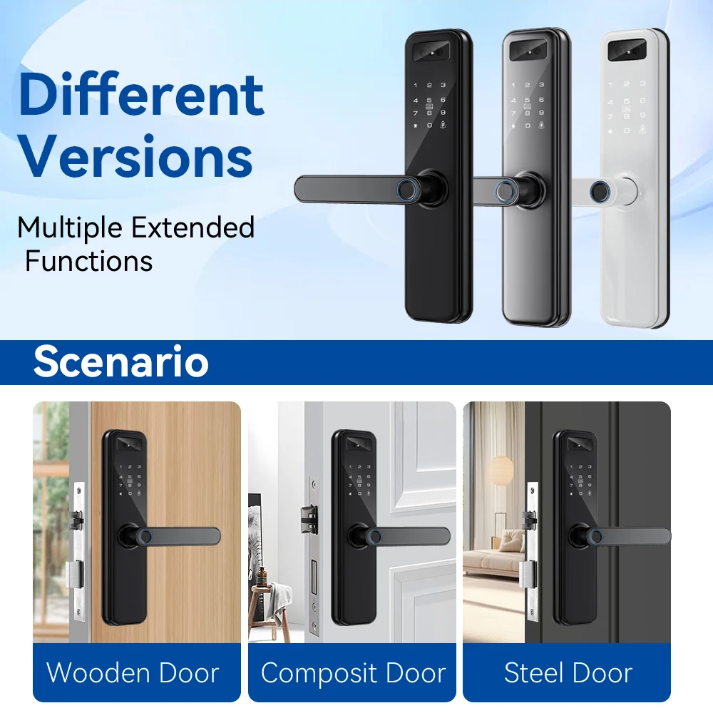 Smart Door Lock Aluminum Alloy WiFi 3D Face Recognition TuyaAPP Remote Unlocking Touch Biometric Fingerprint Password Cloud