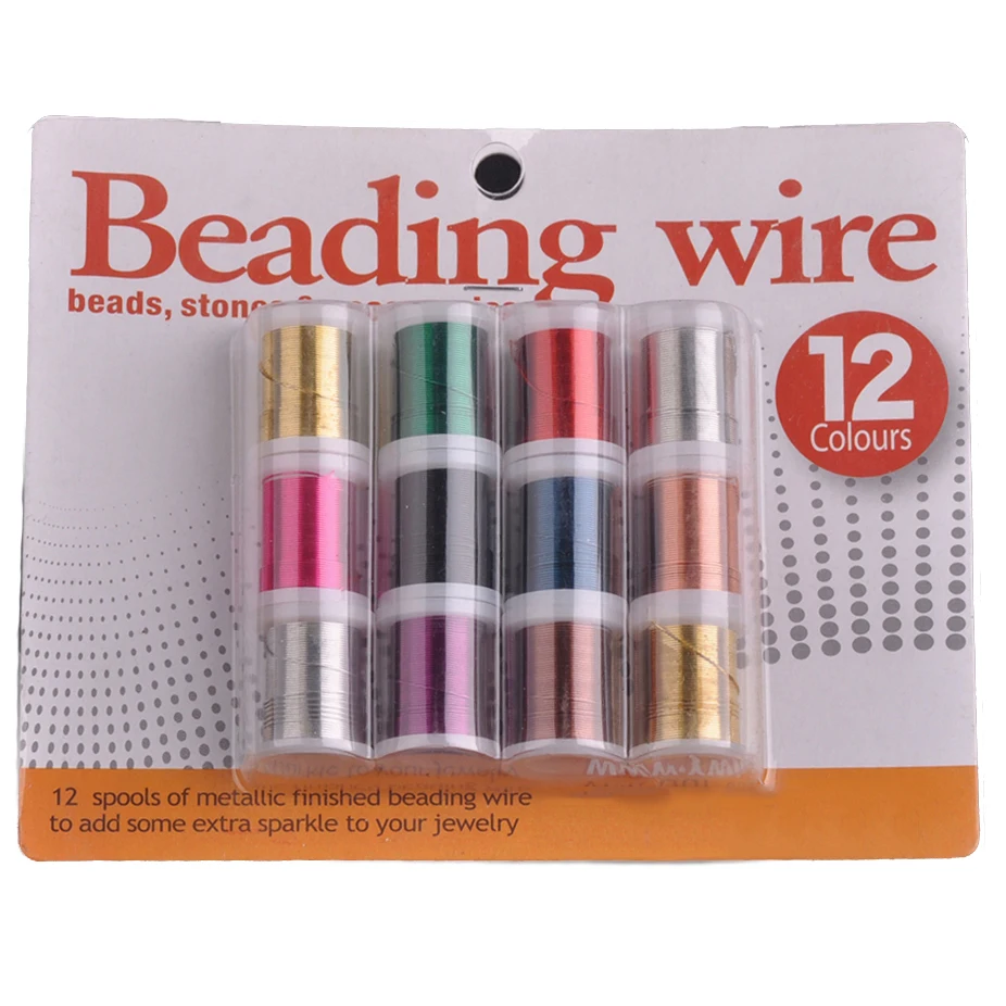 

1 Set 12 Spools Mixed Colors 0.3mm 0.4mm 0.5mm Copper Soft Metal Beading Wire for Jewelry Making DIY Crafts Findings