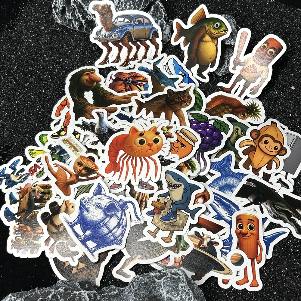 60pcs Shark Tungtungsahur Funny Italian Brainrot Suitcase Sticker DIY for Laptop Luggage Skateboard Cartoon Toy Gift Stickers