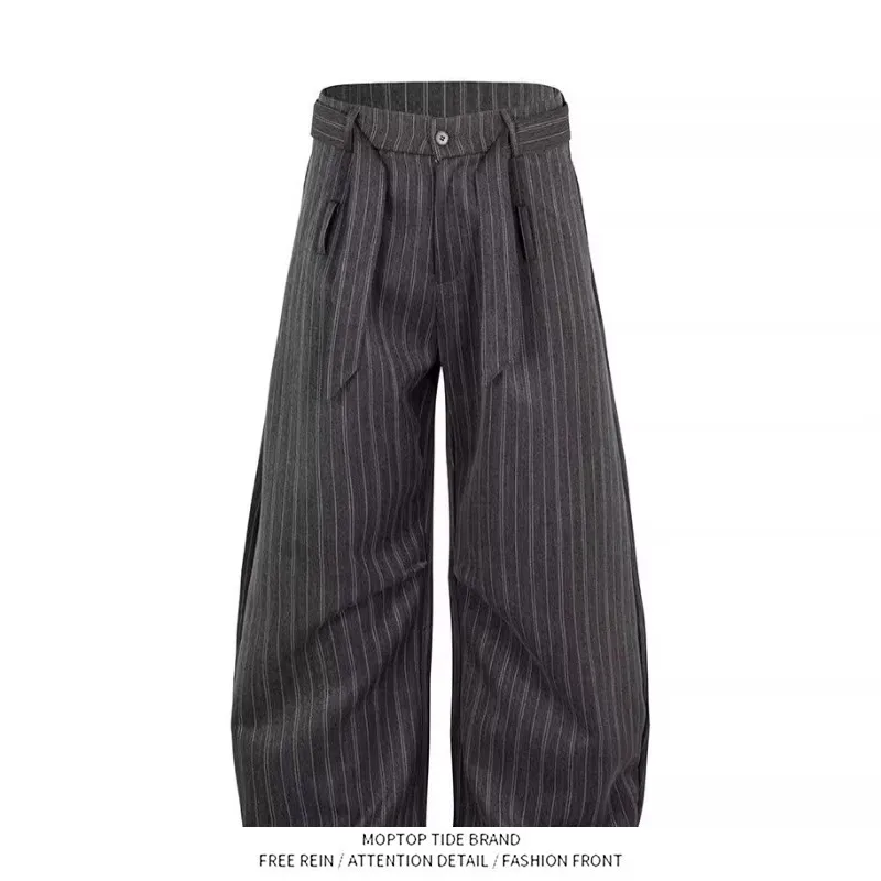 

Мужские и женские повседневные брюки свободного кроя с дизайном в стиле «сабля», плиссированные, в полоску, новый стиль, длинные брюки, крутой стиль, из полиэфирного волокна