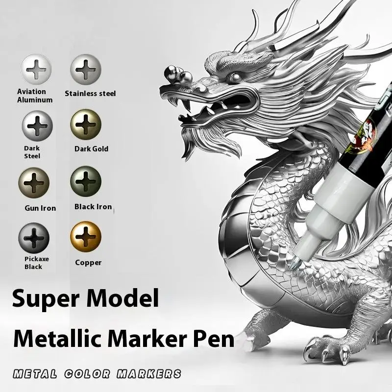 Metallic Markers Colouring Pens For Mech Painting Paint Marker Pen Reflective Paint Model Marker Pen Drawing Students Supplies