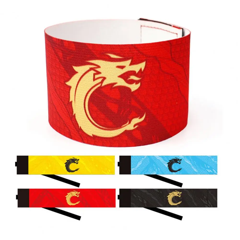 Sports Captain C Armband Unisex Elastic Fasten Tape Anti-slip Dragon Print Adjustable Band Team Training Soccer Captain Armband