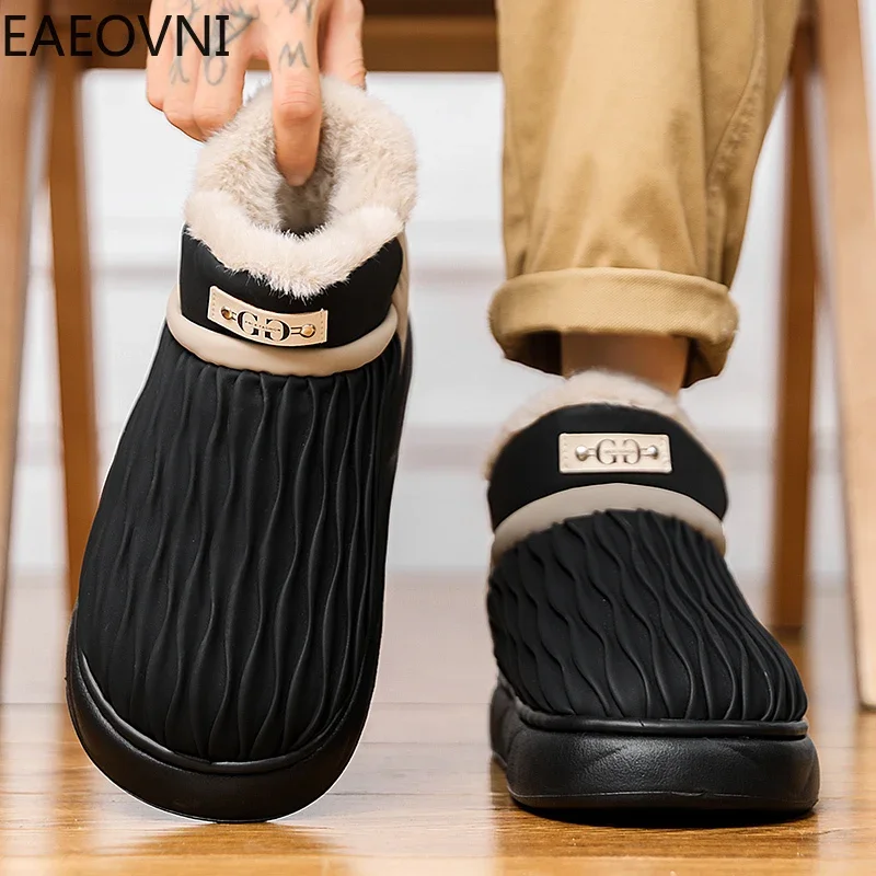 Booties for Men Snow Boots Slip-on Water Proof Trendy All-match Hard-wearing Designed Outdoor Boot Sole Shoes New Arrival Young