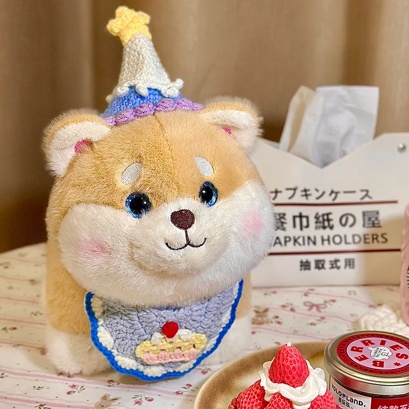 

Happy Party Shiba Inu Plush Toys Fluffy Cozy High Quality Knitting Hat Puppy Doll Lovely Birthday Gift Desktop Decor
