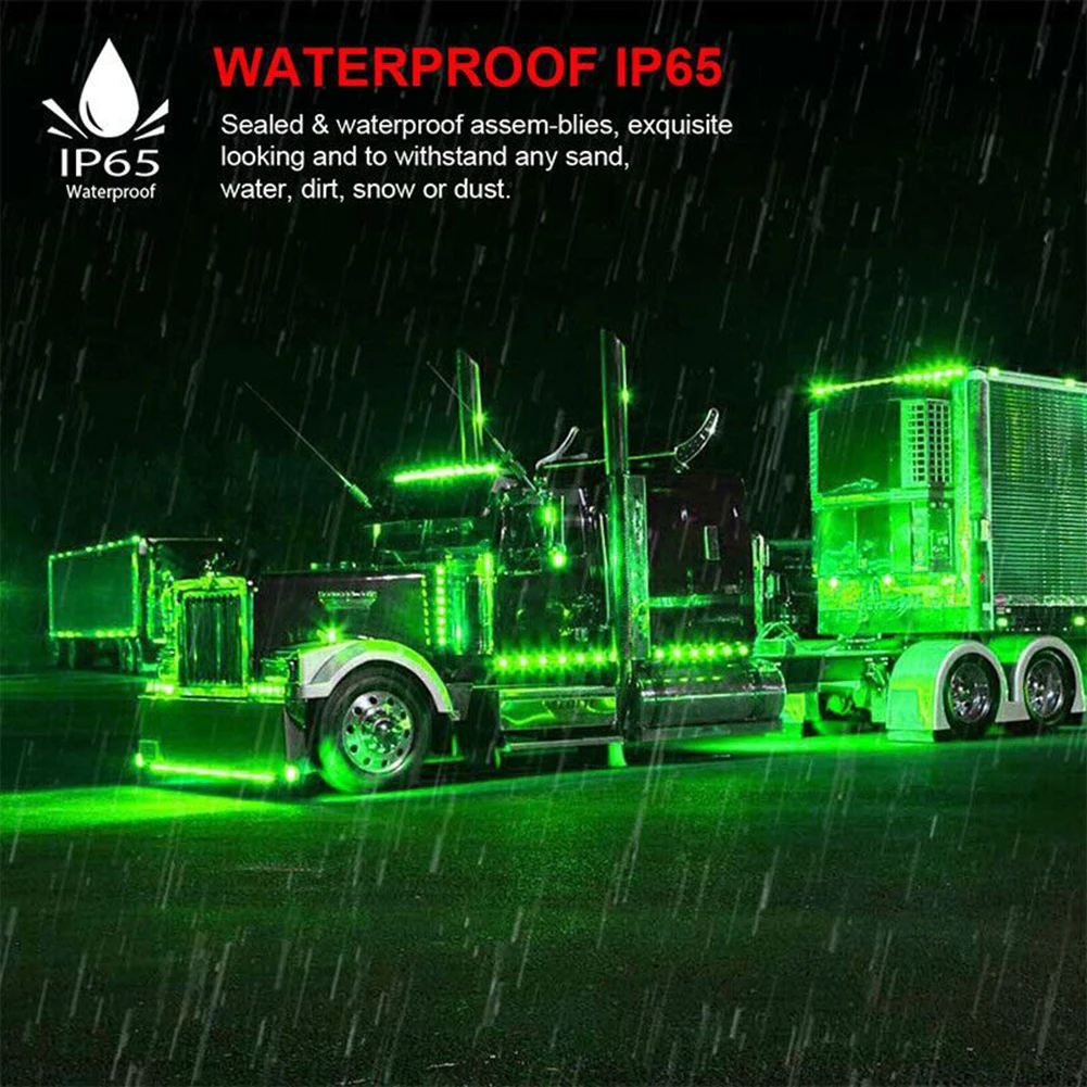 กันกระแทกกันน้ำอย่างเต็มที่อุปกรณ์เสริมไฟด้านข้างรถบรรทุก4ชิ้น ABS + PC DC 12V-24V