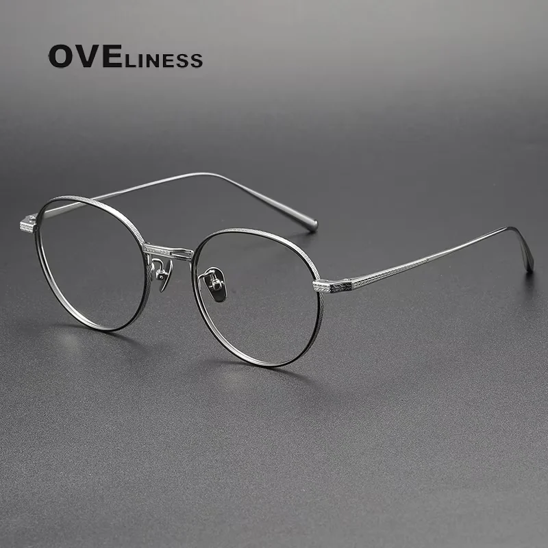 

2026 Vintage Pure Titanium Eyeglasses Frame Men Round Glasses Frame Retro Women Luxury Brand Eyewear High Quality spectacles