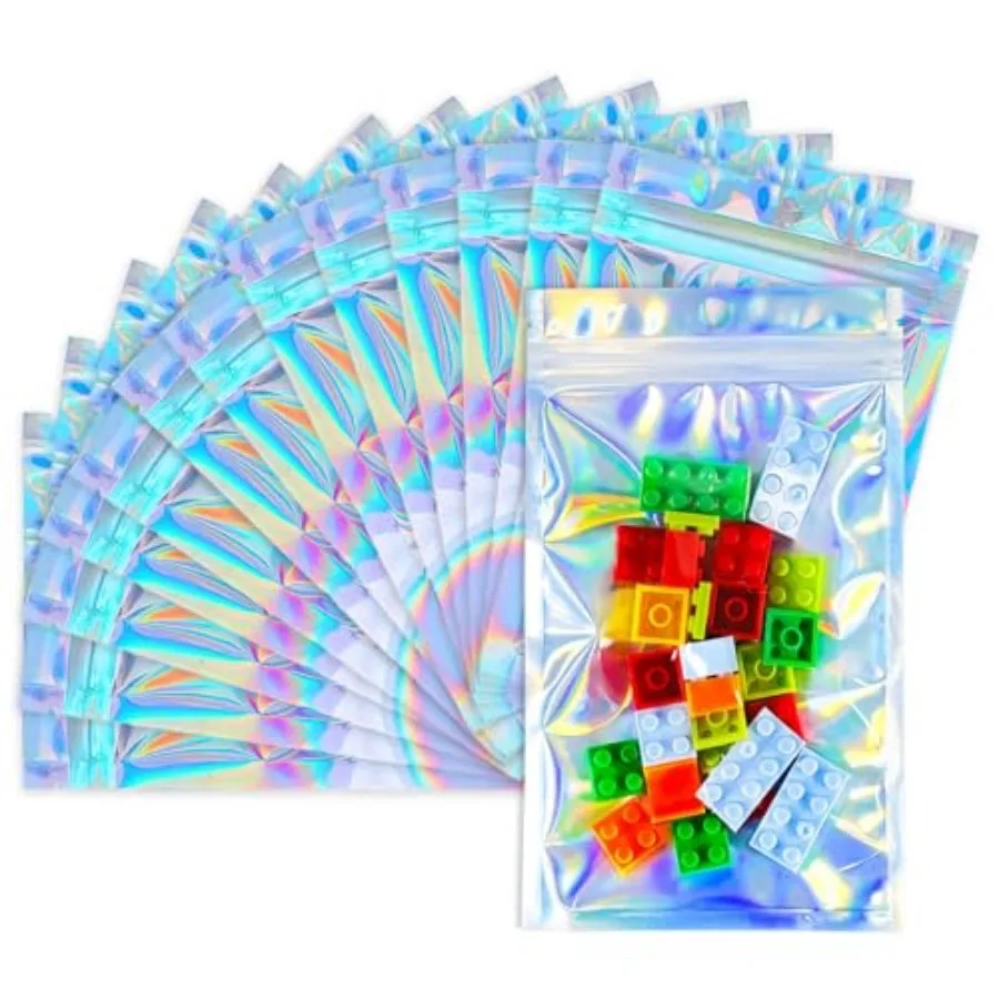 Holographic Bags, 3x5 inch Resealable smell proof bags for Food, Small Business and Party FavorStorage 00 Pack