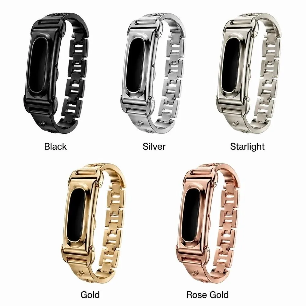Replacement Diamond-embedded Wristbands with Frame Zinc Alloy Metal Strap Adjustable Elegant Watchbands for Google Fitbit Air