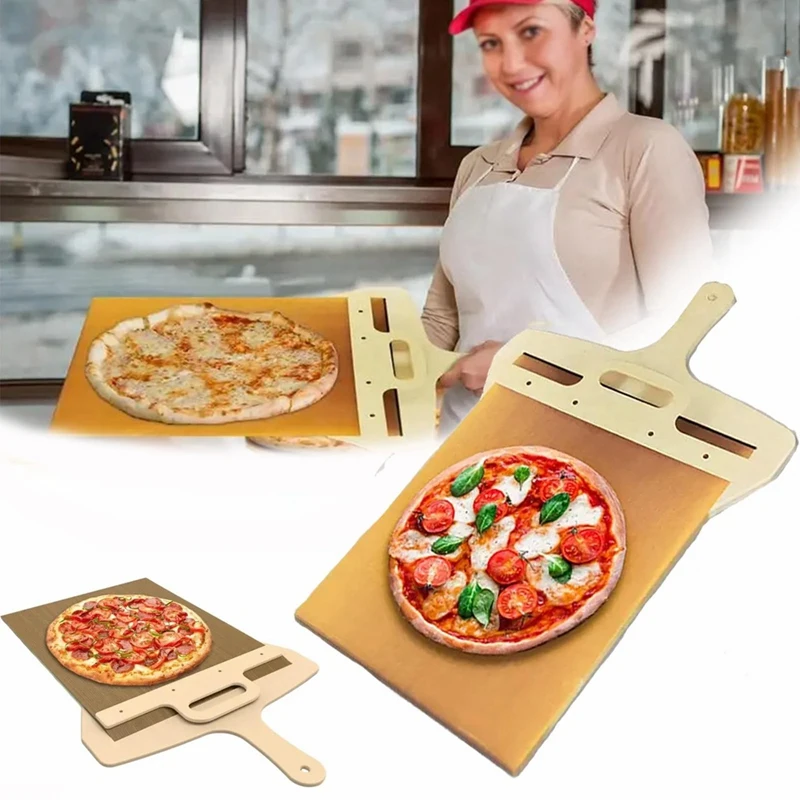 2 PCS Sliding Pizza Shovel Sliding Pizza Peel Kitchen Pizza Tools The Pizza Peel That Transfers Pizza Perfectly Non-Stick