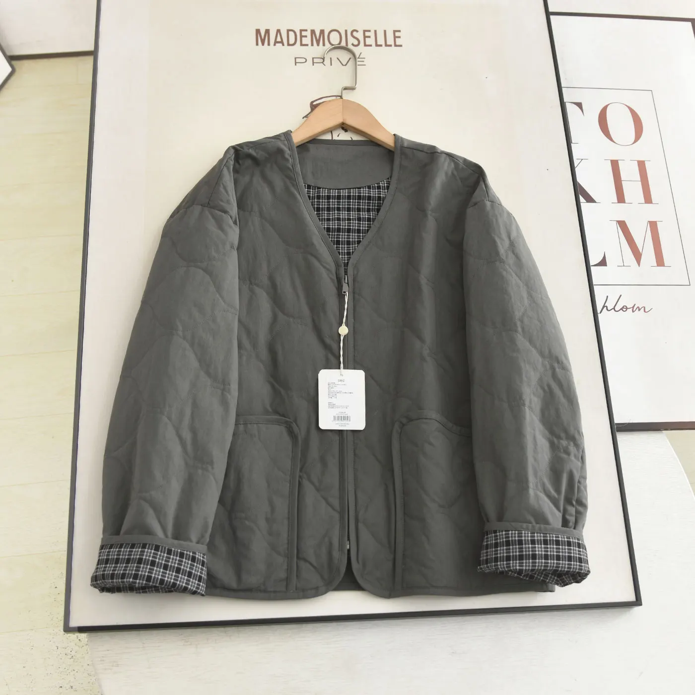 

Повседневное свободное женское пуховое пальто Jaet 2025, зимнее теплое утягивающее пальто с ромбовидным узором, верхняя одежда Fem