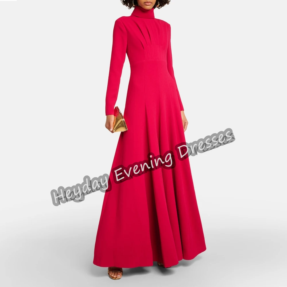 

Heyday Crepe A-Line O-Neck Saudi Arabia Simple Long Sleeves Prom Gown Ankle Length Elegant Evening Party Dresses For Women 2024