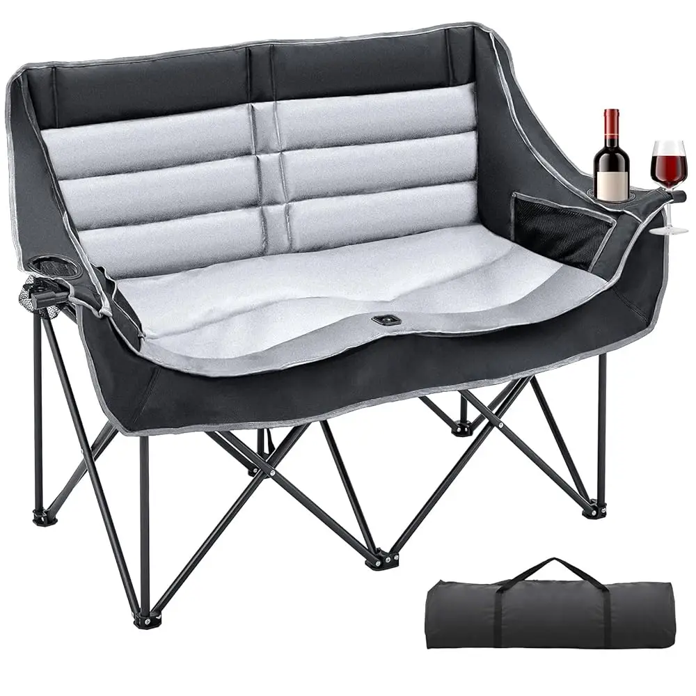 

Oversized Double Camping Chair, Folding 2 Person Camping Chair Loveseat, Fully Padded Duo Chair Camping Couch, Fold Up Double