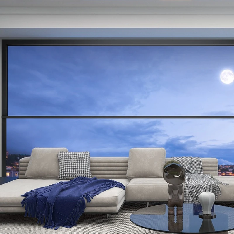 System Doors and Windows Moonlight Curve Electric Lift Window Sealed Balcony Soundproof Broken Bridge Aluminum Window