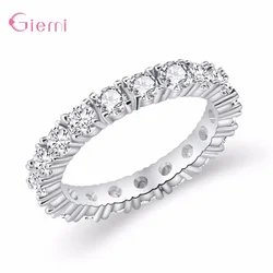Original 925 Silver Fancy Top Brand Stunning Stackable Zircon Paved Crystal Rings For Women Wedding Proposal Jewelry
