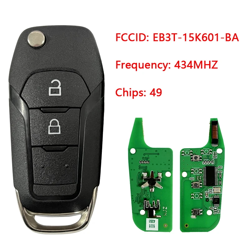 

CN018018 Aftermarket 2 кнопочный пульт дистанционного управления для Ford ranger FCCID :EB3T-15K601-BA 433Mhz ID49