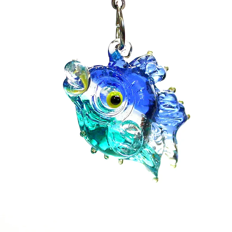 2pcs Mini Ocean Fish Glass Pendant Cute Marine Fish Charms Ornaments for Diy Handmade Craft Supplies Aquarium Decor Accessories