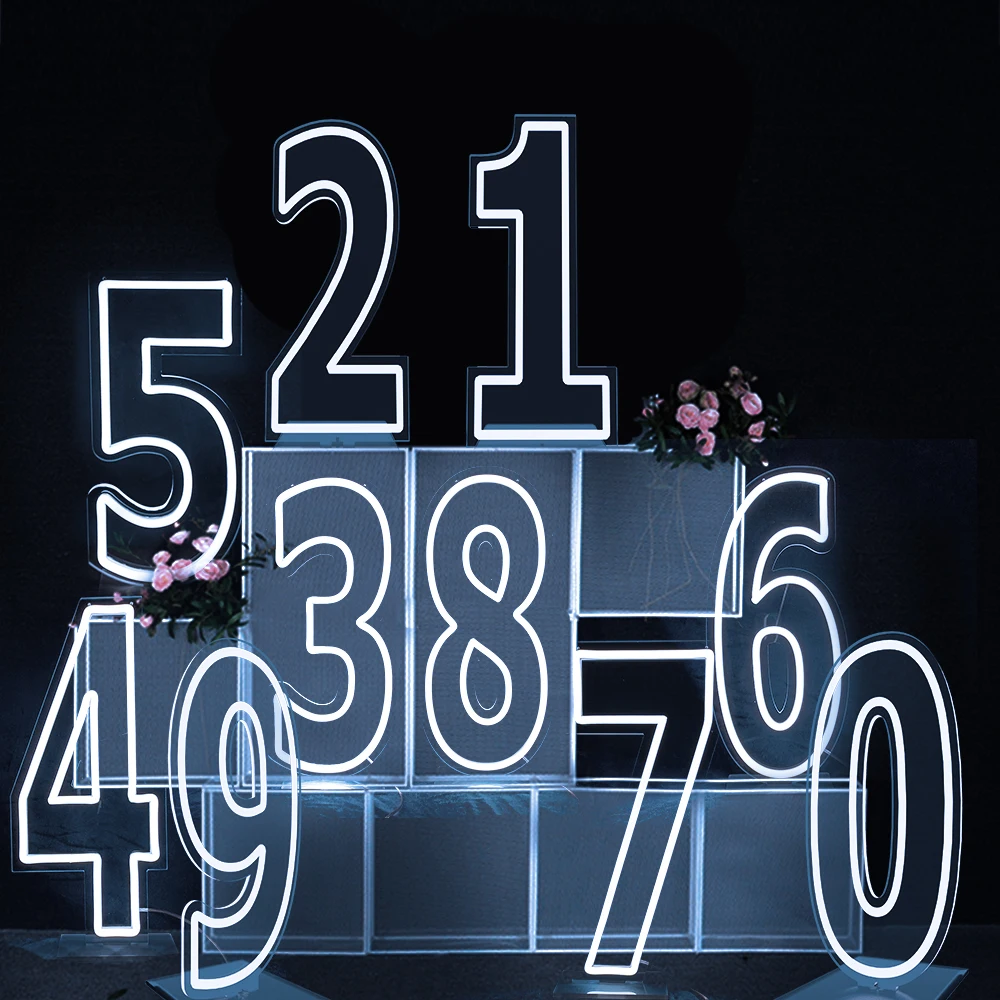 30 Zoll LED Neon-Schild Große Zahlen 76cm Weiß Digitales Licht Sweet 16 18 21 Geburtstagsgeschenk Baby Nachtlicht Acryl