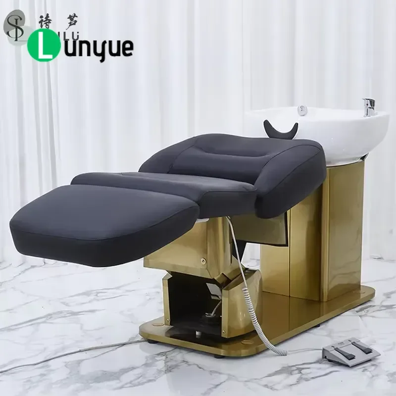 Modern Multifunctional Stainless Steel Ceramic Shampoo Chair Comfortable Beauty Massage Furniture for Living Room Use