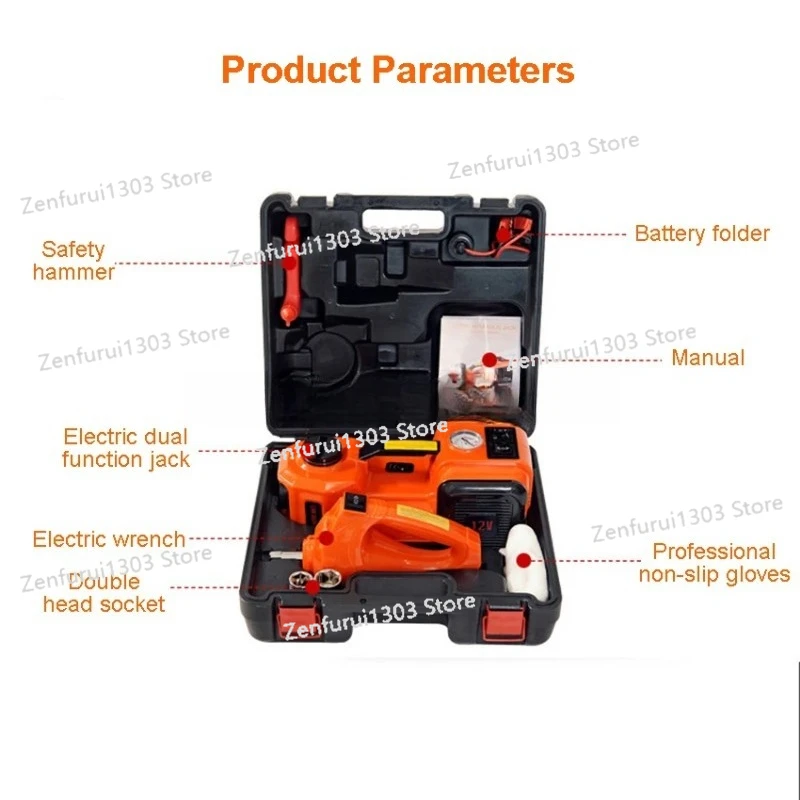 

5Ton 4 in 1 Car Floor Jack Electric Hydraulic Car Jack 12V with Inflator Pump LED Light for Car Truck Tire Repair Tool