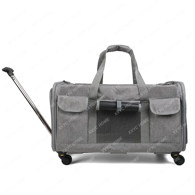 

Summer Pet Trolley Bag Removable Universal Wheel Breathable Foldable Oversized Bag