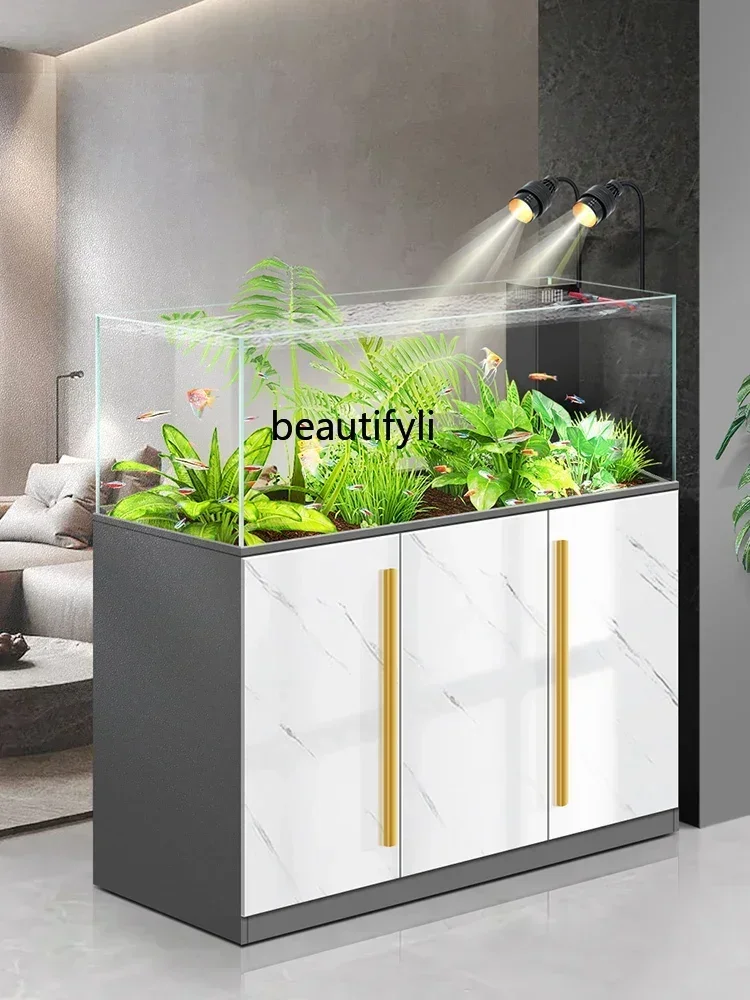 qw Fish Tank Living Room Stream Tank Household Minimalist Bottom Filter Ecological Change Water Landscape Grass Tankqw