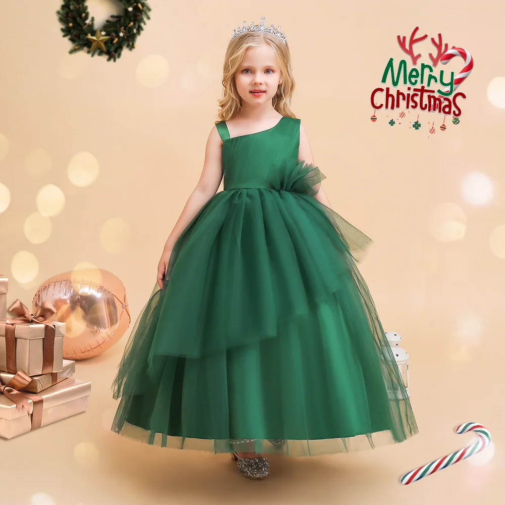 robe-de-soiree-asymetrique-pour-filles-robes-de-fete-de-noel-robe-de-mariee-a-nœud-papillon-vert-robe-de-princesse-pour-enfants