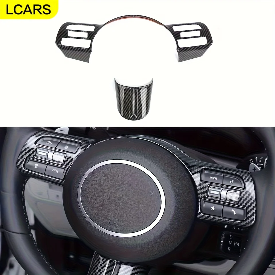 Passend für Hyundai Tucson Nx4 2024 Modell Auto Lenkrad Schalterknopf Schutzabdeckung Carbonfaser-Muster Stil Panel Dekorativer Rahmen Abdeckung Auto-Innenraum 2-teiliges Set