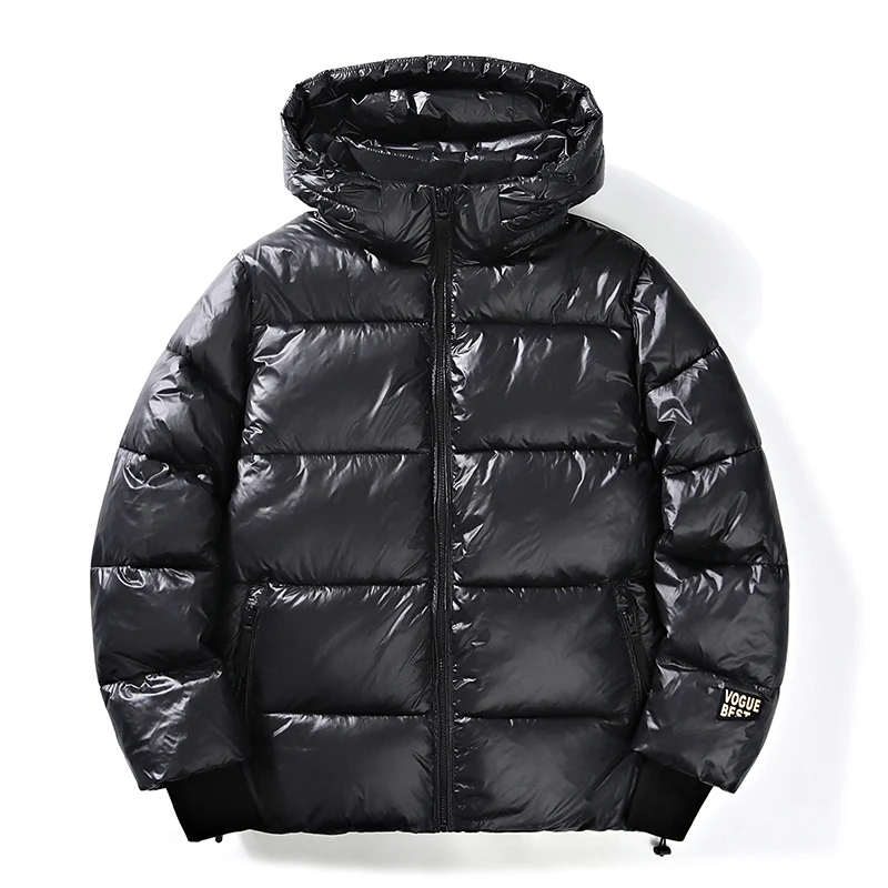 

2024 Winter Warm Jacket Men's Trendy Brand Black Gold Bright Waterproof Warm Parka Short Women's Casual Down Cotton Padded Coat