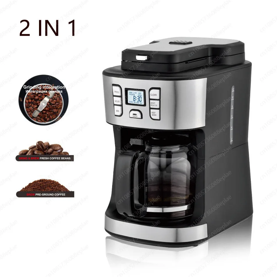Home Grinder & Drip Coffee Maker, 10-Cup Automatic Machine with Grinder for Coffee Lovers, Black