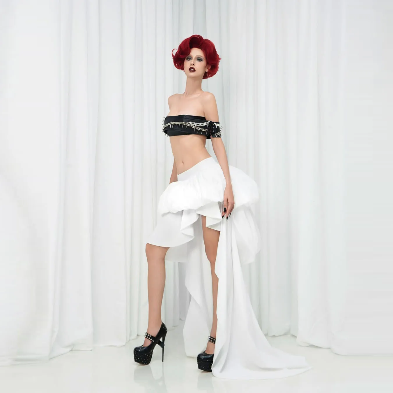 

High Low Ruffle Skirt in White Made of Chiffon with Elegant Design for Casual and Formal Occasions Perfect for Summer Beach