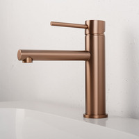 Brushed Rose Gold Bathroom Sink Faucet Deck Mounted Single Hole & Handle Cold And Hot Water Mixer Tap Brushed Gold