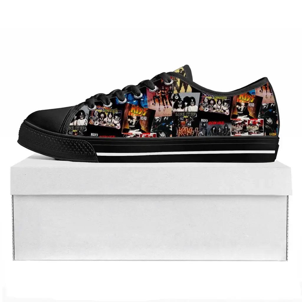 Heavy Metal Rock Band Kiss Fashion Low Top High Quality Sneakers Mens Womens Teenager Canvas Sneaker Couple Shoes Custom Shoe