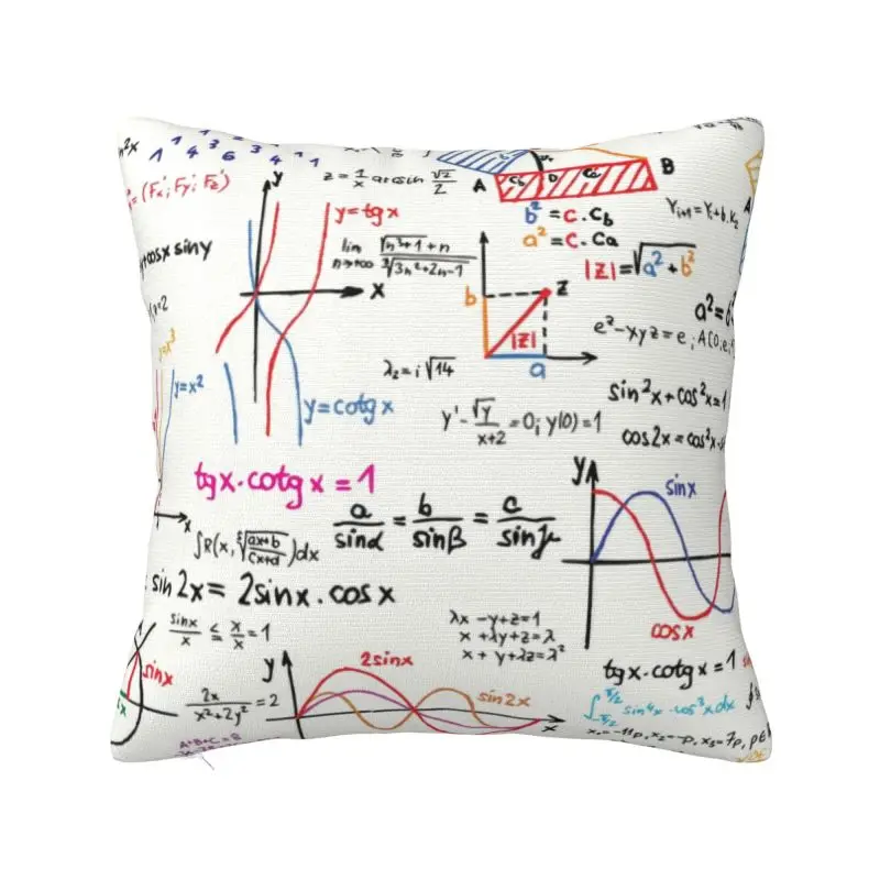 Mathematics Formulas Math Numbers Luxury Pillow Cover Home Decorative Geek Science Puzzle Sofa Cushion
