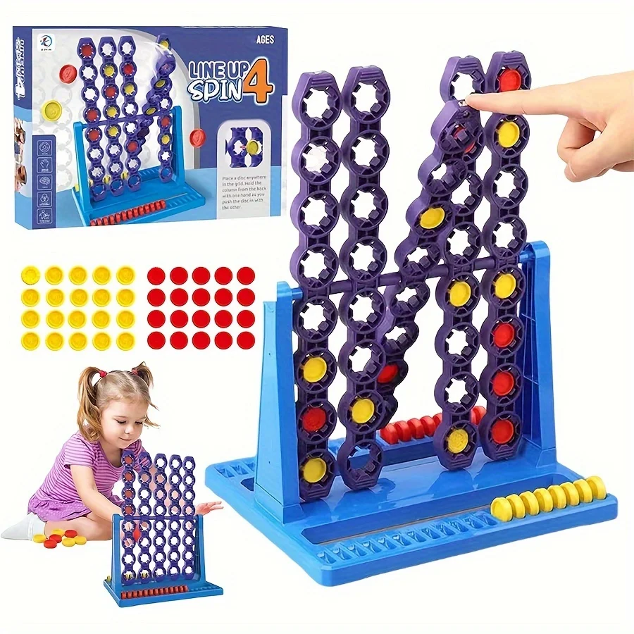 

4 Win Children'S Board Games 4 in a Row Game Four Wins with Spin Four Win Strategy Game for 2 Players with Functions Spinning