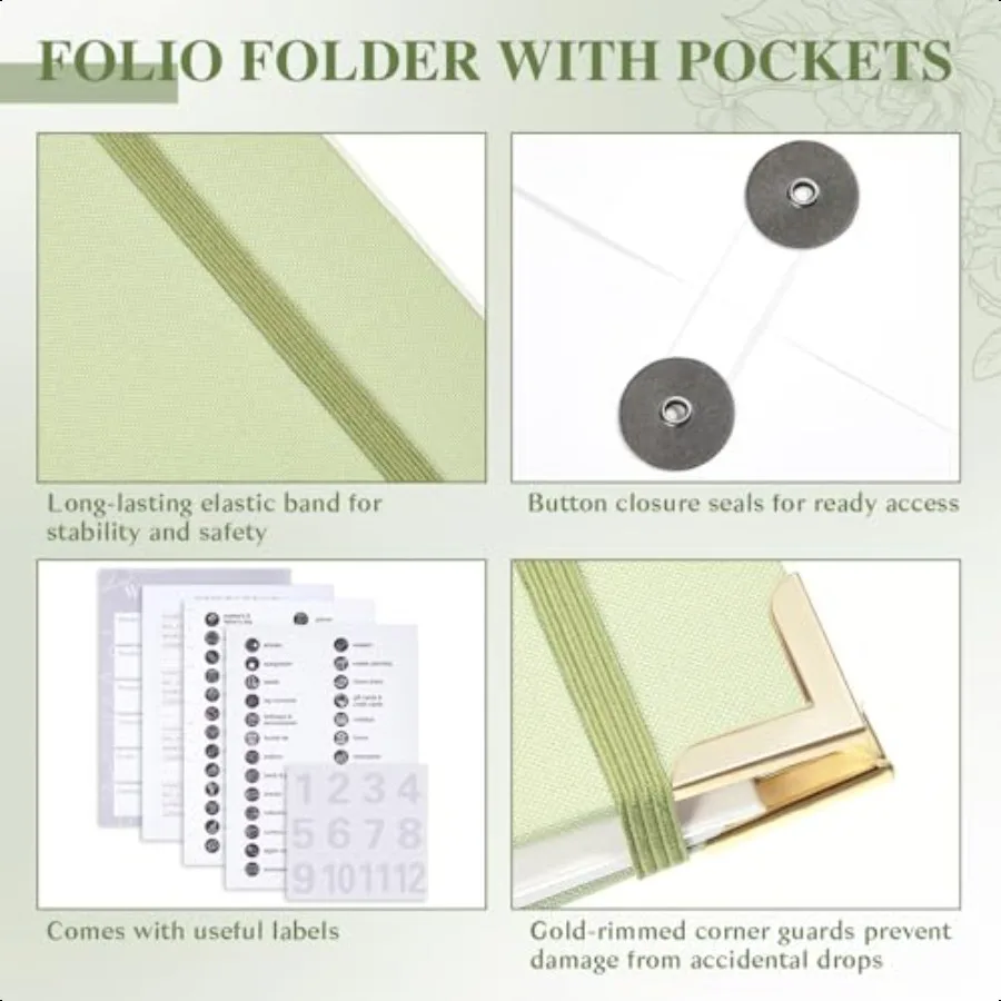 2 قطعة مجلدات منظم المستندات المهمة مع جيوب 3 حلقة الموثق توسيع مجلد الملفات جيب تخزين المجلدات ل Importan