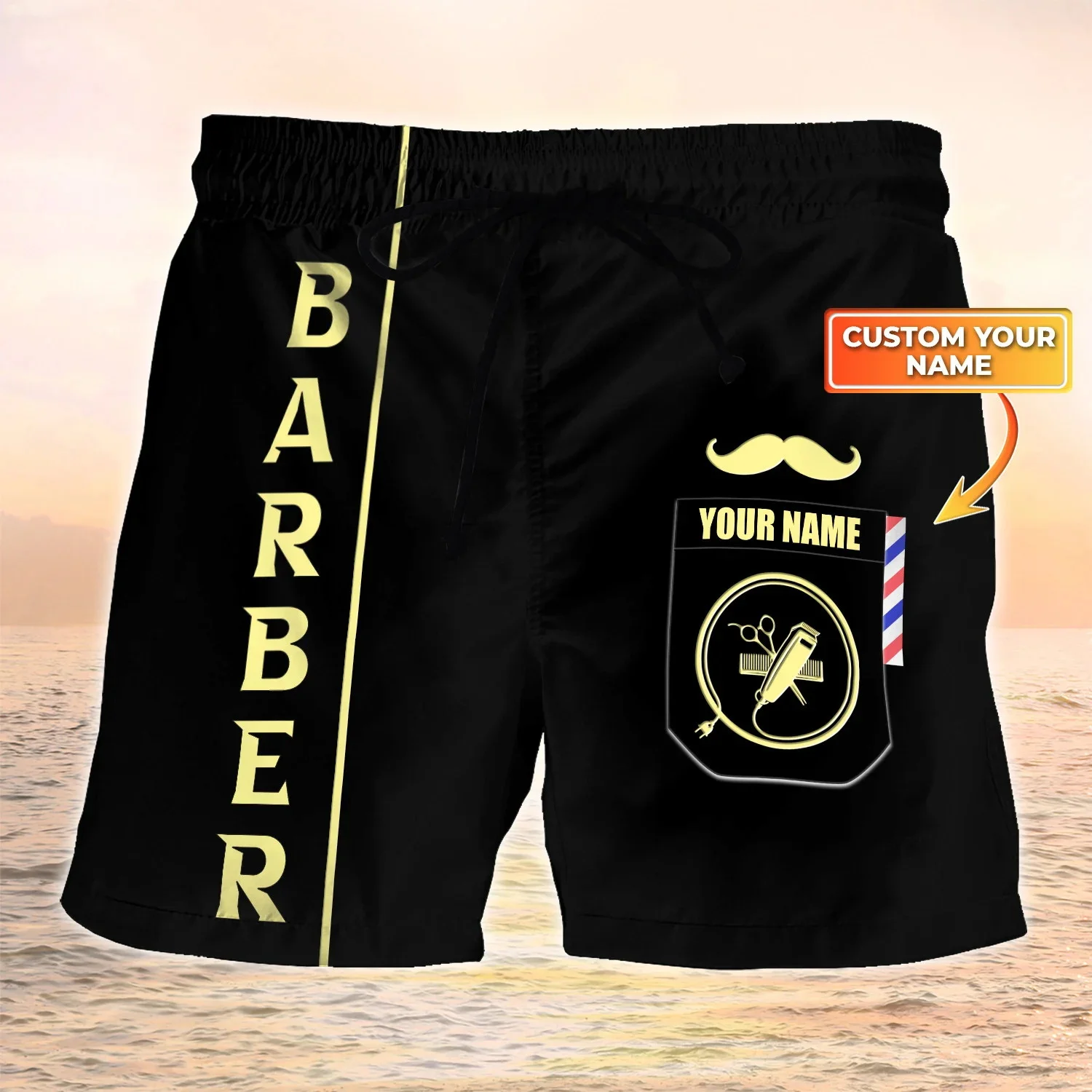 PLstar Cosmos Barber Custom Name 3D Printed Men‘s Shorts Unisex Board Shorts Summer Beach Harajuku Casual Shorts DKD-06