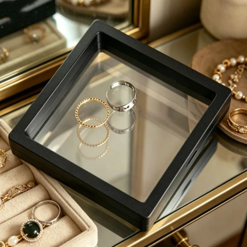 10/20/30Pcs PE Film Jewelry Storage Box Standalone Display Stand Floating Frame Film Sheet Ring Earrings Necklaces Display