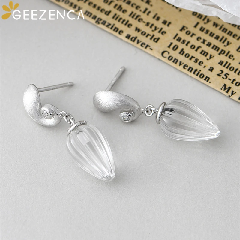 Orecchini pendenti con goccia d\'acqua in cristallo bianco naturale in argento Sterling 925 geezlenca per le donne orecchino Chic minimalista 2023