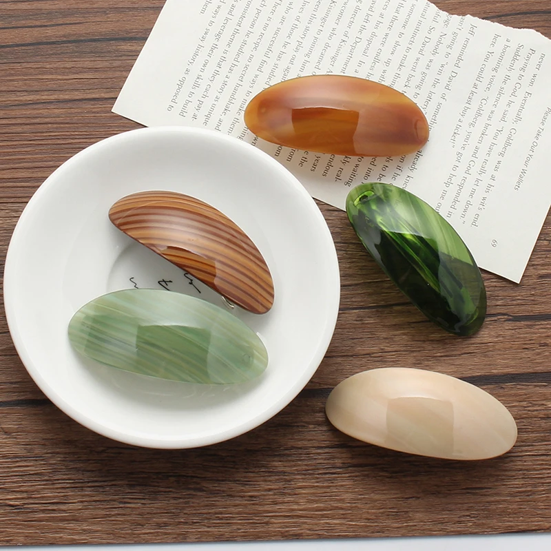 

Korea And Japan Delicate Acetate Plate Gentle Color Back Head Spring Clip Hair Accessories Oval Steel Clip Half Tie Headdress