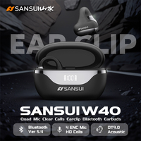 SANSUI W40 Ear Clip Earphones TWS Clips on Ears Bluetooth 5.4 Earbuds 4 Mic ENC Noise Canceling Wireless Bluetooth Headphone