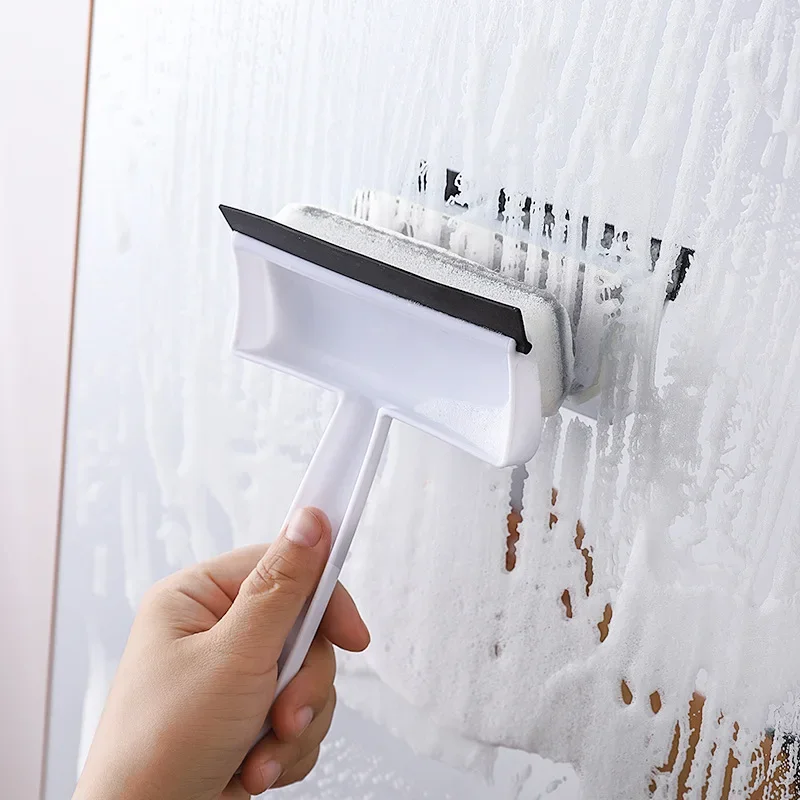 Window Glass Cleaning Brush Double-sided Sponge Wiper Scraper Bathroom Wall Shower Squeegee Mirror Scrubber Tools Screen Cleaner