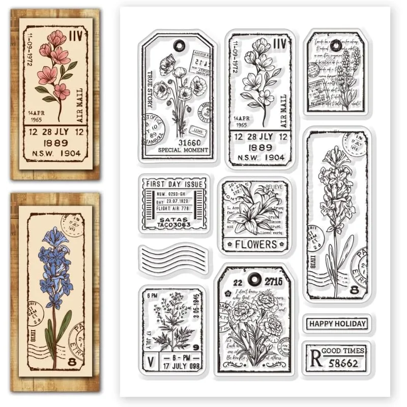 1pc Plant Labels Clear Stamps Flower Silicone Stamps for Crafting Transparent Silicone Stamp Seals for DIY Scrapbooking Card