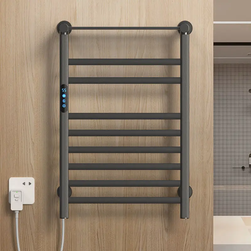 White Bathroom Electric Heated Towel Rail Hot Towel Warmer Radiator Designer Wall-Mounted Electric Towel Rack