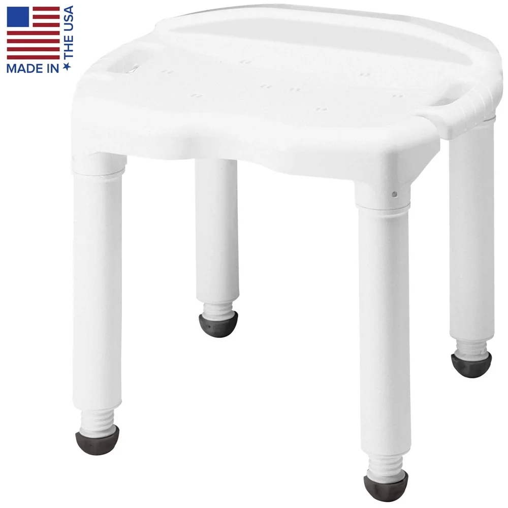 Plastic Shower Chair Adjustable Height Bath Seat Non-Slip Sturdy Design Seniors Disabled Injured 400lb Capacity Portable Easy