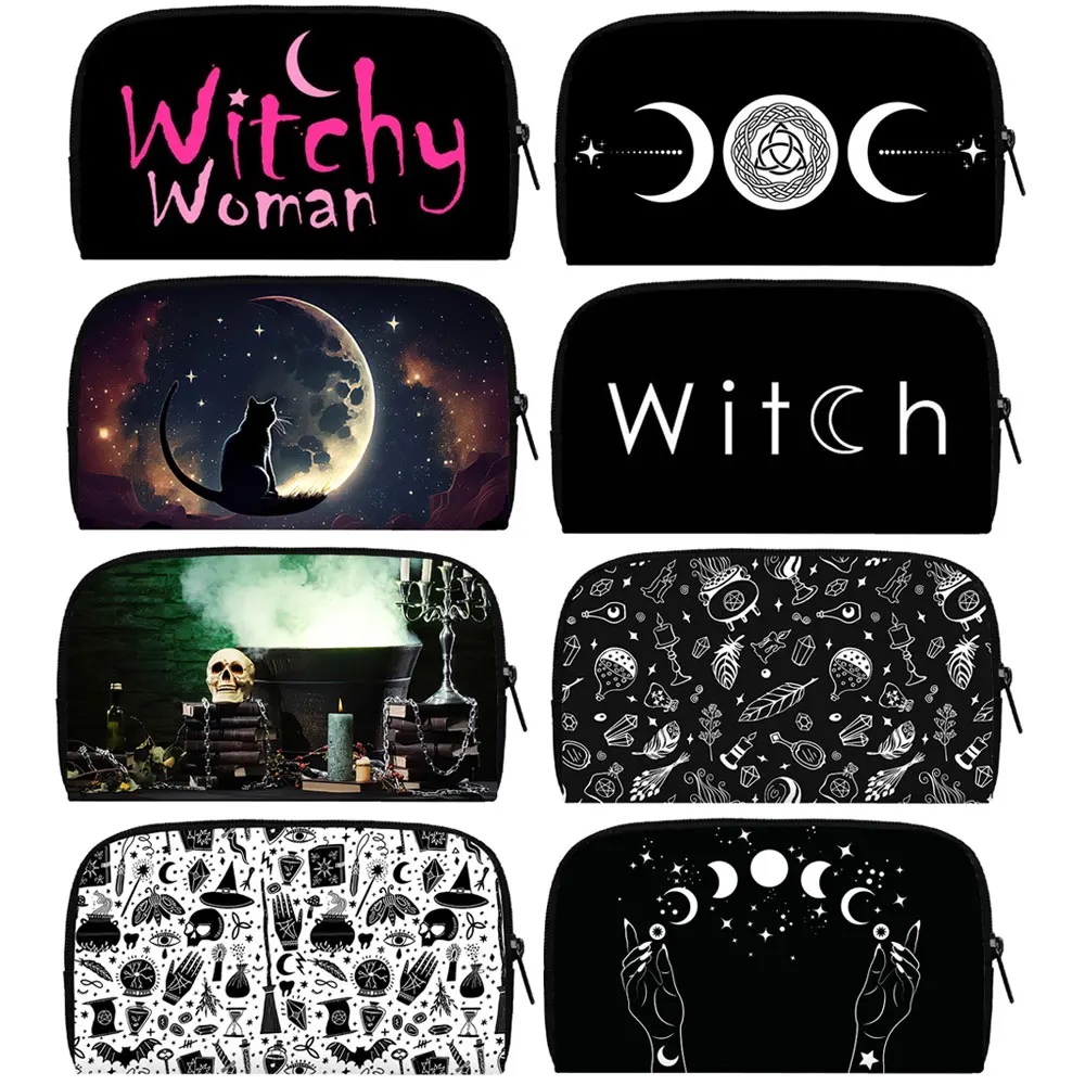 Witchy Woman Wallet Witch Moon Star Cat Purse Magical Witchcraft Wicca Money Coin Bag Cartão de crédito Phone Holder Mulheres Long Wallet