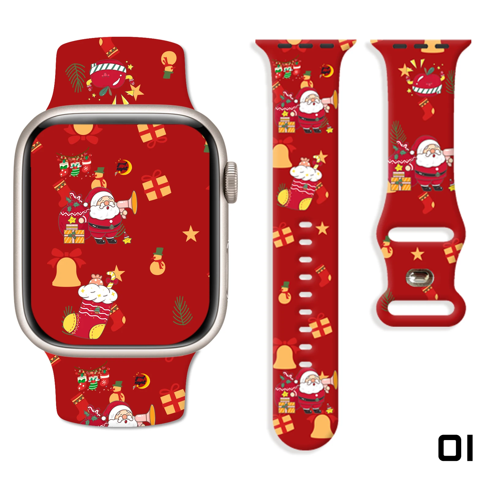 

Dreamy Christmas Printed Strap for Apple Watch 11 10 9 8 7 Silicone Band Replaceable Bracelet for iWatch 46/44/42/41mm Watchband