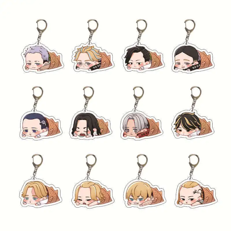 Anime Figure Draken Chifuyu Atsushi Manjiro Sano Key Ring Personality Acrylic Key Chain Trendy Model Plate Figurine Collectible