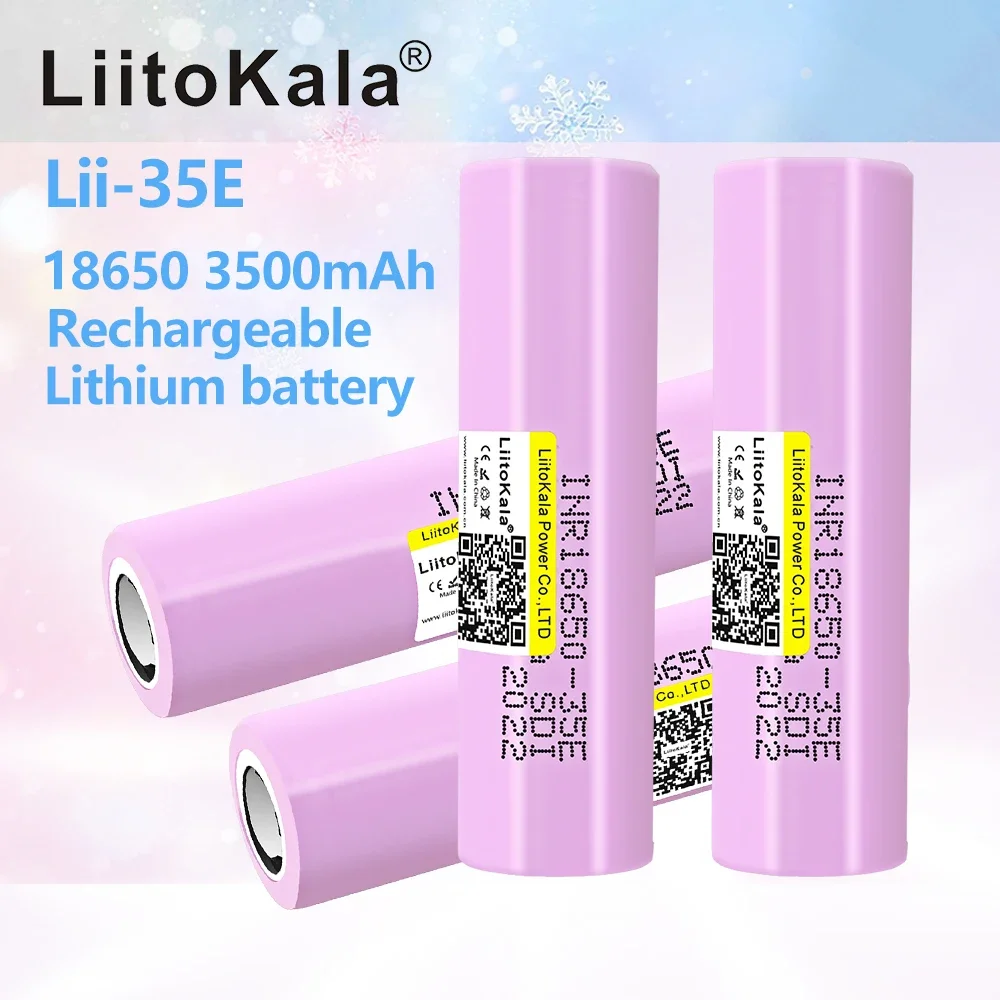 

200pcs LiitoKala 18650 35E 3500mah INR1865035E 20A Discharge Lithium Batteries For electronic cigarette Power Battery