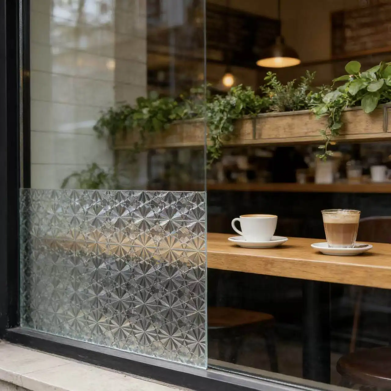 Diamond Pattern Iridescent Window Film Translucent 3D Refractive Static Cling for Cafe Office Kitchen Living Room Glass